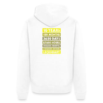 10 year anniversary, company, birthday, private - Unisex Premium Organic Zip Hoodie - white - Back - Thijin (182cm)