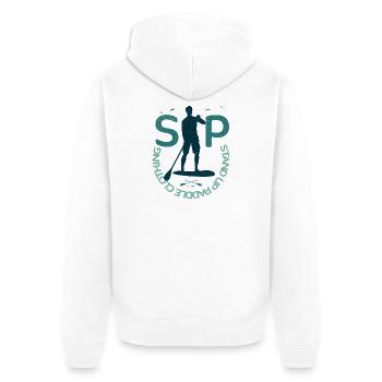Stand Up Paddle – Clothing Logo - Unisex Premium Bio Zip Hoodie - Weiß - Hinten - Thijin (182cm)