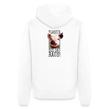 Lasst Die Sau Raus Tierfreund Gegen Tierquälerei - Unisex Premium Bio Zip Hoodie - Weiß - Hinten - Thijin (182cm)