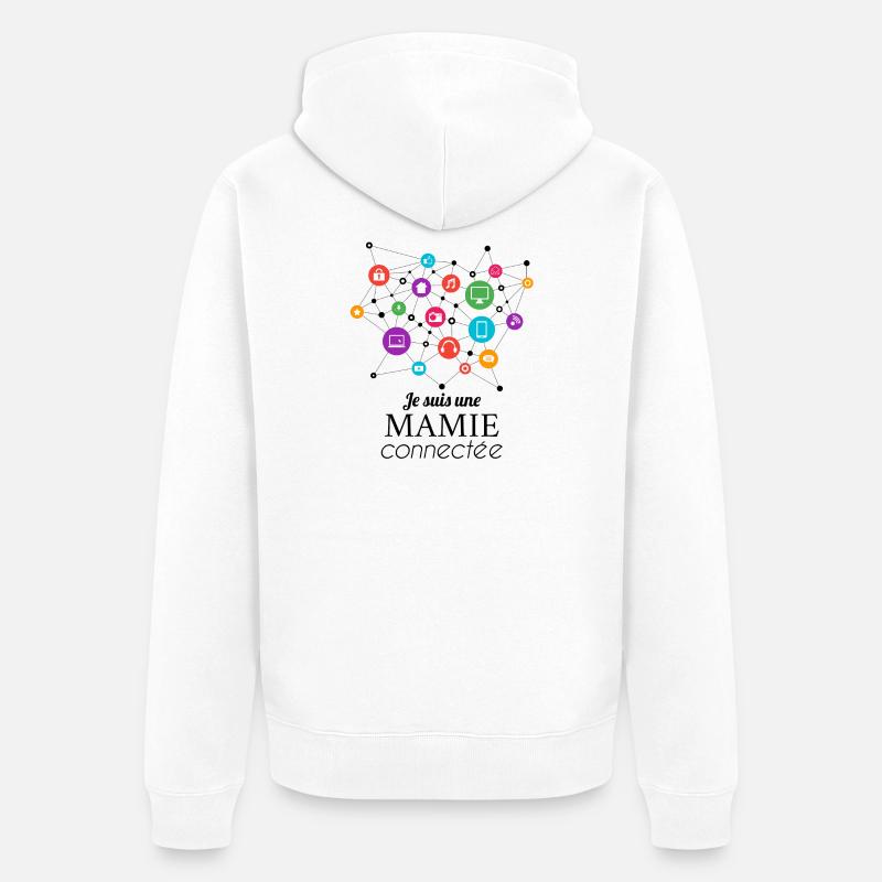 Mamie connectée au réseau - Veste à capuche bio Premium Unisexe - blanc
