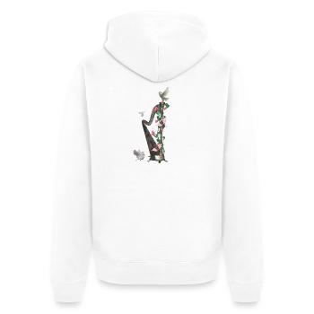 Wunderbare Harfe mit Taube - Unisex Premium Bio Zip Hoodie - Weiß - Hinten - Thijin (182cm)