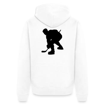 Logo de l’image de l’ombre de hockey sur glace pour le fan club - Veste à capuche bio Premium Unisexe - blanc - Dos - Thijin (182cm)