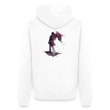 Love and Kiss Watercolor - Unisex Premium Organic Zip Hoodie - white - Back - Thijin (182cm)