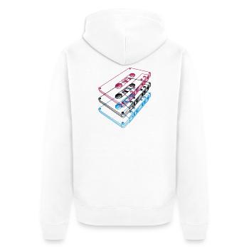 Cassette 3D – Mixtape rétro Perspective vintage - Veste à capuche bio Premium Unisexe - blanc - Dos - Thijin (182cm)