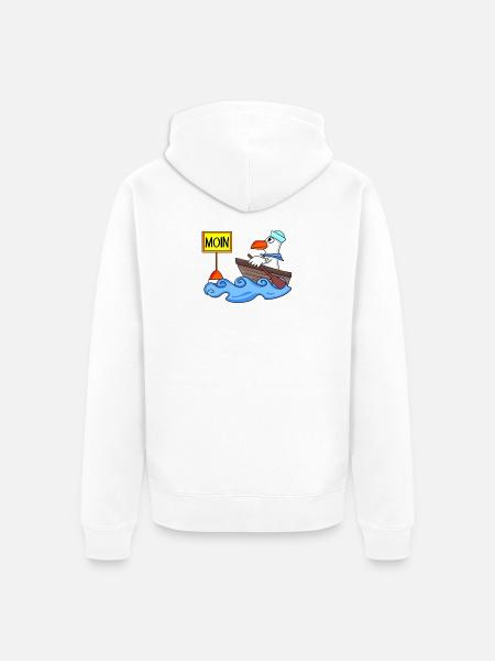 Moin Seemann Möwe Seemöwe Boot - Unisex Premium Bio Zip Hoodie - Weiß