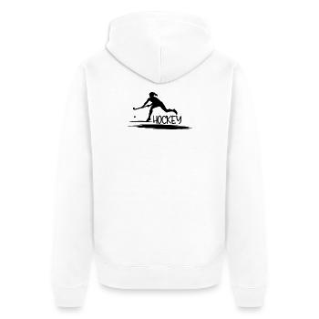 Cadeau sympa pour les joueurs de hockey sur gazon - Veste à capuche bio Premium Unisexe - blanc - Dos - Thijin (182cm)