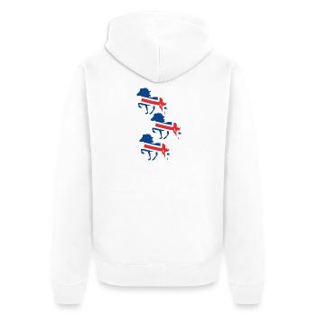 Drapeau du cheval islandais - Veste à capuche bio Premium Unisexe - blanc - Dos - Thijin (182cm)