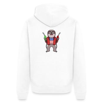 Gas station attendant sloth gas station - Unisex Premium Organic Zip Hoodie - white - Back - Thijin (182cm)