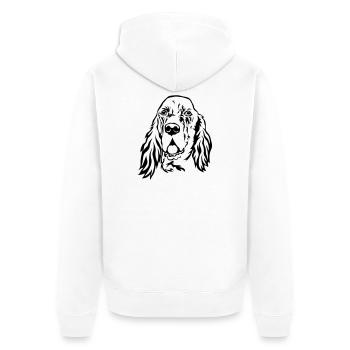 Englischer Setter Kopf - Unisex Premium Bio Zip Hoodie - Weiß - Hinten - Thijin (182cm)