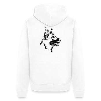Tête de berger allemand - Veste à capuche bio Premium Unisexe - blanc - Dos - Thijin (182cm)