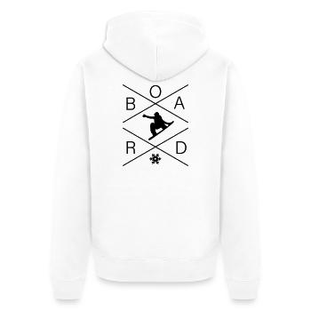 BOARD - Unisex Premium Bio Zip Hoodie - Weiß - Hinten - Thijin (182cm)