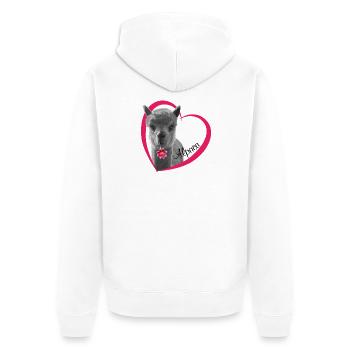 I love alpaca. I love Alpaca - Unisex Premium Organic Zip Hoodie - white - Back - Thijin (182cm)