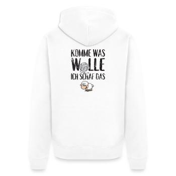 Komme was Wolle ich Schaf das - Unisex Premium Bio Zip Hoodie - Weiß - Hinten - Thijin (182cm)