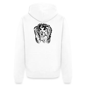 Berger des Pyrénées Kopf - Unisex Premium Organic Zip Hoodie - white - Back - Thijin (182cm)