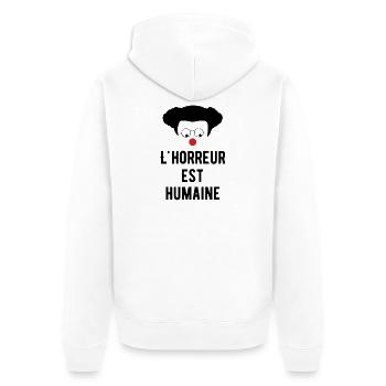 L'horreur est humaine - Citation Humour comique - Veste à capuche bio Premium Unisexe - blanc - Dos - Thijin (182cm)