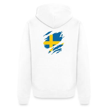 Drapeau de la Suède Fan de drapeau Sverige rayures de fan - Veste à capuche bio Premium Unisexe - blanc - Dos - Thijin (182cm)