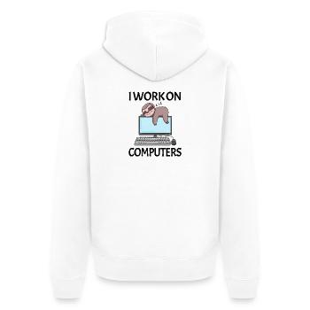 Computer Nerd Programmer Men Gift - Unisex Premium Organic Zip Hoodie - white - Back - Thijin (182cm)