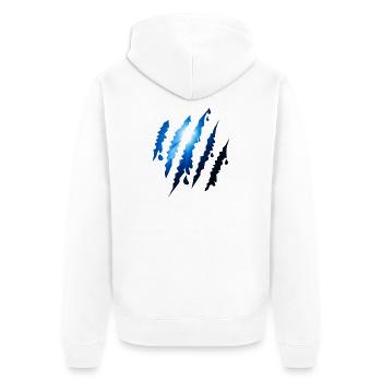 Ozian Kratzspur Unterwasser Kratzer - Unisex Premium Bio Zip Hoodie - Weiß - Hinten - Thijin (182cm)