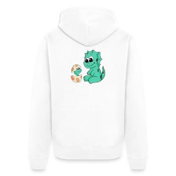 Dinosaurier mit Baby Dinosaurier - Unisex Premium Bio Zip Hoodie - Weiß - Hinten - Thijin (182cm)