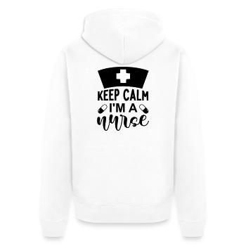 Keep calm im a nurse - Unisex Premium Organic Zip Hoodie - white - Back - Thijin (182cm)