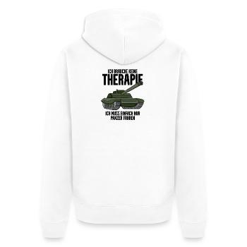 Panzer Militär Geschenk - Unisex Premium Bio Zip Hoodie - Weiß - Hinten - Thijin (182cm)