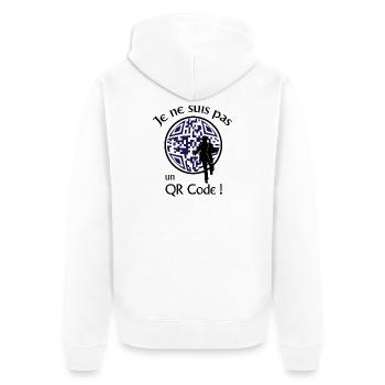 Je ne suis pas un QR-Code ! Message Parodie Série - Veste à capuche bio Premium Unisexe - blanc - Dos - Thijin (182cm)