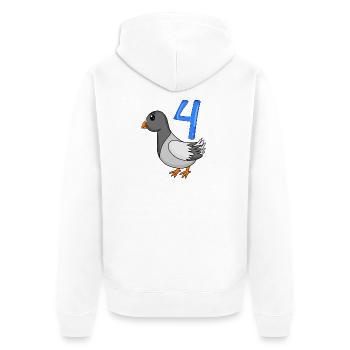 4 ans - 4ème anniversaire - motif oiseau pigeon - Veste à capuche bio Premium Unisexe - blanc - Dos - Thijin (182cm)