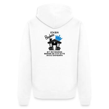 Bauherr Hausbau Baustelle Richtfest - Unisex Premium Bio Zip Hoodie - Weiß - Hinten - Thijin (182cm)