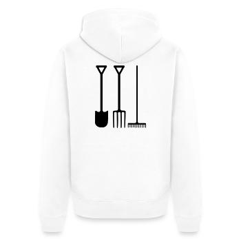 Outils de jardin pelle râteau et fourche - Veste à capuche bio Premium Unisexe - blanc - Dos - Thijin (182cm)