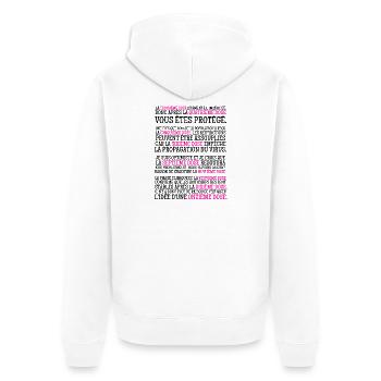 Calendrier Vaccinal Humoristique d'ABSURDISTAN - Veste à capuche bio Premium Unisexe - blanc - Dos - Thijin (182cm)