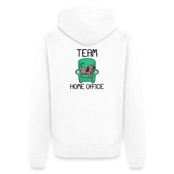 Home Office - Unisex Premium Bio Zip Hoodie - Weiß - Hinten - Thijin (182cm)