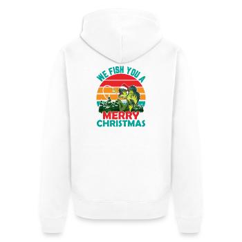 Christmas in July Quote We Fish You - Unisex Premium Organic Zip Hoodie - white - Back - Thijin (182cm)