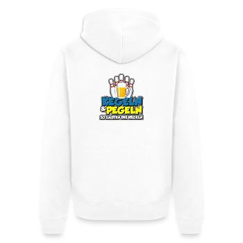 Kegeln & Pegeln - so lauten die Regeln - Unisex Premium Bio Zip Hoodie - Weiß - Hinten - Thijin (182cm)