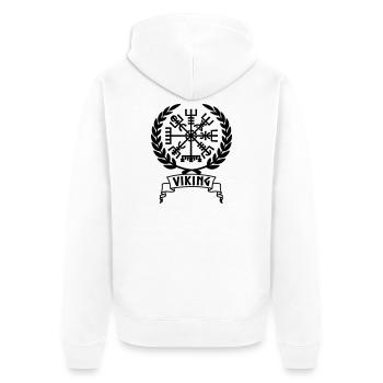 Vegvisir Viking compass in Vikng banner - Unisex Premium Organic Zip Hoodie - white - Back - Thijin (182cm)