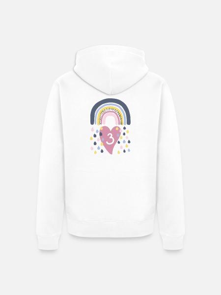 Rainbow 3rd Birthday Children - Unisex Premium Organic Zip Hoodie - white