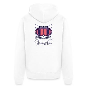 Katze Skifahren Skikätzchen Apres ski Wintersport - Unisex Premium Bio Zip Hoodie - Weiß - Hinten - Thijin (182cm)