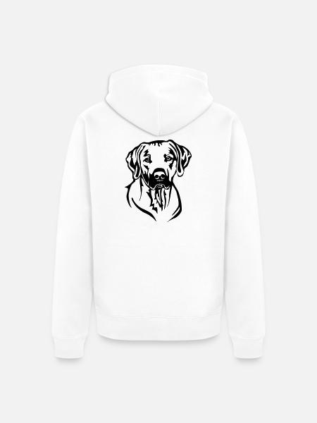 Rhodesian Ridgeback Head - Unisex Premium Organic Zip Hoodie - white