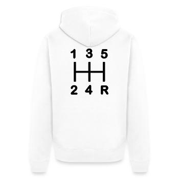 Fünfgang-Getriebe - Unisex Premium Bio Zip Hoodie - Weiß - Hinten - Thijin (182cm)