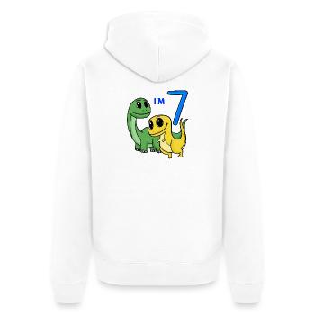 7. Geburtstag Junge - 7 Jahre Geschenk - Unisex Premium Bio Zip Hoodie - Weiß - Hinten - Thijin (182cm)