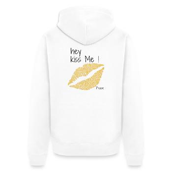 kiss me - Unisex Premium Organic Zip Hoodie - white - Back - Thijin (182cm)