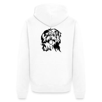 Tête de Berger des Pyrénées - Veste à capuche bio Premium Unisexe - blanc - Dos - Thijin (182cm)