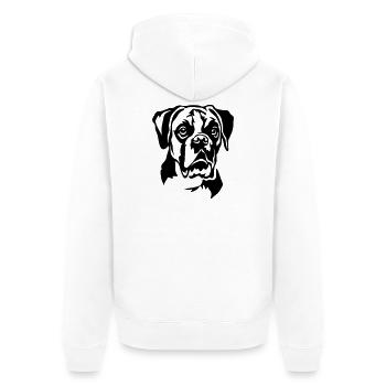 Boxer Kopf - Unisex Premium Bio Zip Hoodie - Weiß - Hinten - Thijin (182cm)