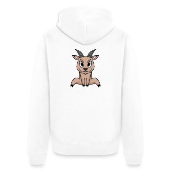 Ziegenbock Bock - Unisex Premium Bio Zip Hoodie - Weiß - Hinten - Thijin (182cm)