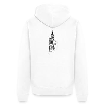 London Big Ben Vintage Skyline England I Love UK - Unisex Premium Organic Zip Hoodie - white - Back - Thijin (182cm)