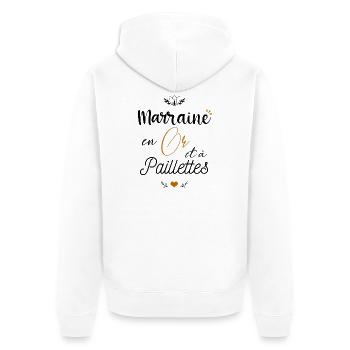 Marraine en or et à paillettes - Veste à capuche bio Premium Unisexe - blanc - Dos - Thijin (182cm)