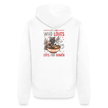 Ramen und Katzen Ramennudeln Nudelsuppe - Unisex Premium Bio Zip Hoodie - Weiß - Hinten - Thijin (182cm)