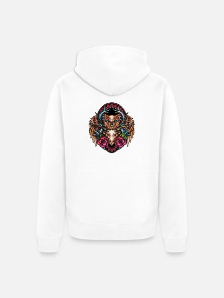 Atemberaubende bunte Eule - Unisex Premium Bio Zip Hoodie - Weiß