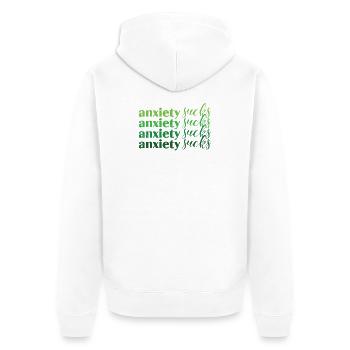 Anxiety Sucks Grün Mental Health - Unisex Premium Bio Zip Hoodie - Weiß - Hinten - Thijin (182cm)
