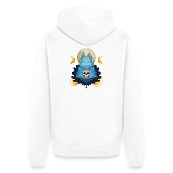 Blue Ink Spirits - Louve Sorcière Lunaire et crâne - Veste à capuche bio Premium Unisexe - blanc - Dos - Thijin (182cm)