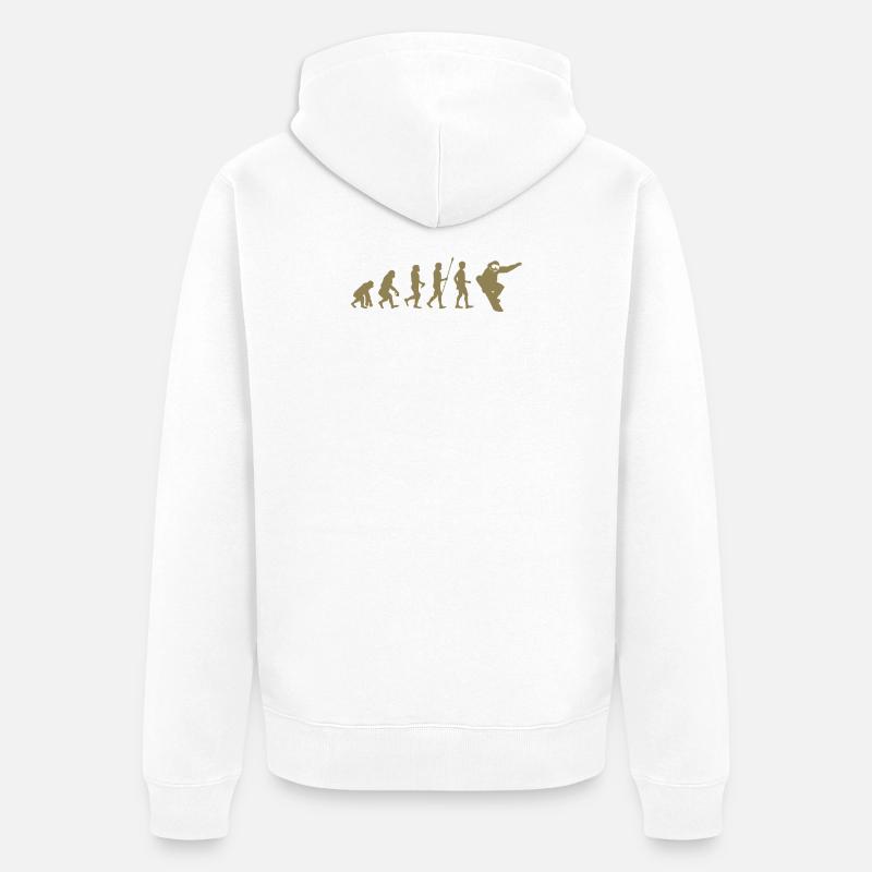 Snowboarder Evolution Geschenkidee - Unisex Premium Bio Zip Hoodie - Weiß